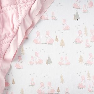 PBK Winter Bunny Flannel Crib Sheet